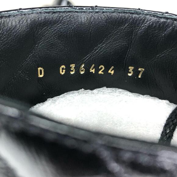 Chanel Brave Shiny Calfskin Quilted CC Chain Cap Toe Platform Short Boots 37 - Picture 8 of 11